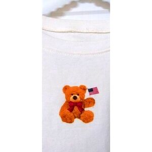 GOODIE TWO SLEEVES Ladies US Flag Teddy Bear Ivory Tank Top Crop Cotton (XL) New
